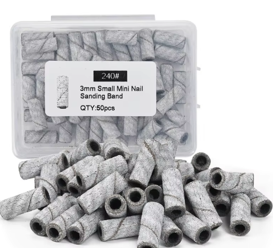3mm Small Mini Nail Sanding Band 100pcs - #240 White