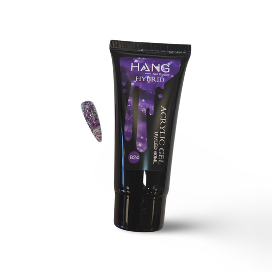 HANG Hybrid Acrylic UV/LED Polygel - B24 Blue and Purple Speckle