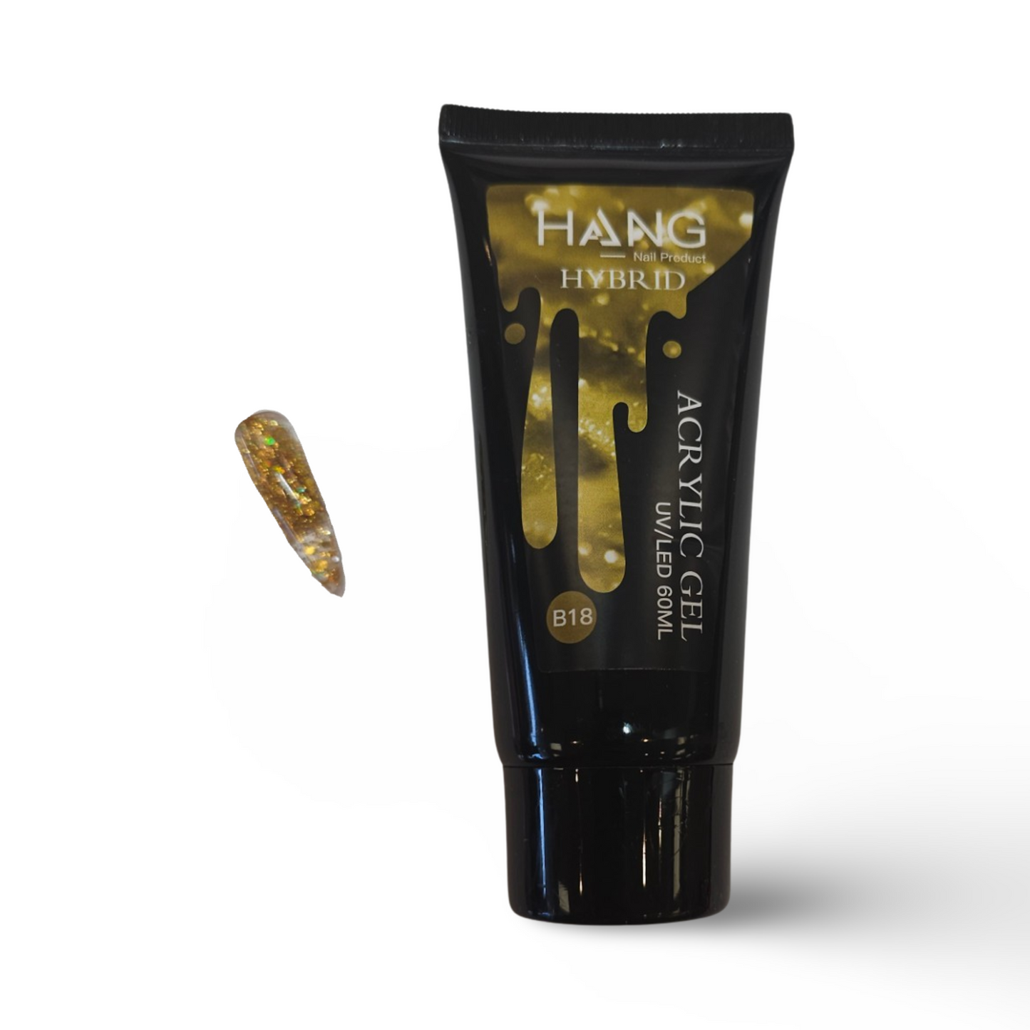 HANG Hybrid Acrylic UV/LED Polygel - B18 Gold Sparkle