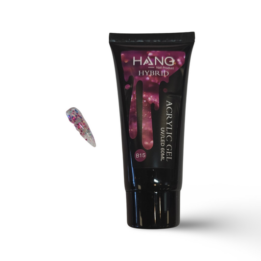 HANG Hybrid Acrylic UV/LED Polygel - B15 Green, Blue, Pink Speckle