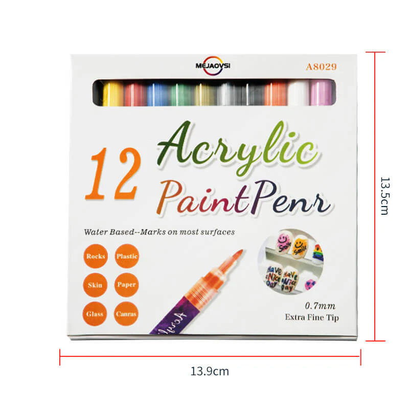 Rainbow Color Acrylic Paint Pen - 12 Colors