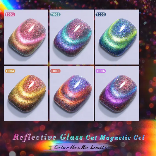 Reflective Glass Magnetic Cat Eye Gel - FULL SET - 6 Colors - $9 EACH - FREE COLOR CHART