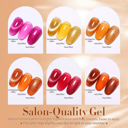 Born Pretty Amber Cat Magnetic Gel - FULL SET - 6 Colors - $9 EACH - FREE COLOR CHART