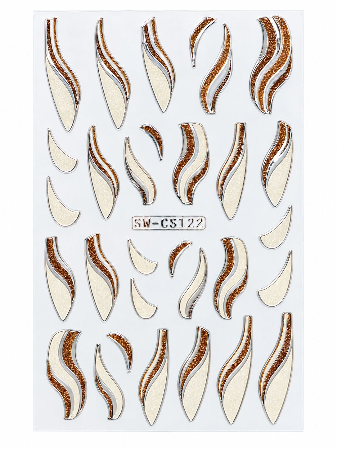 nail art stickers-white & gold