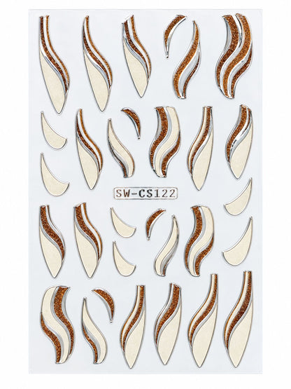 nail art stickers-white & gold