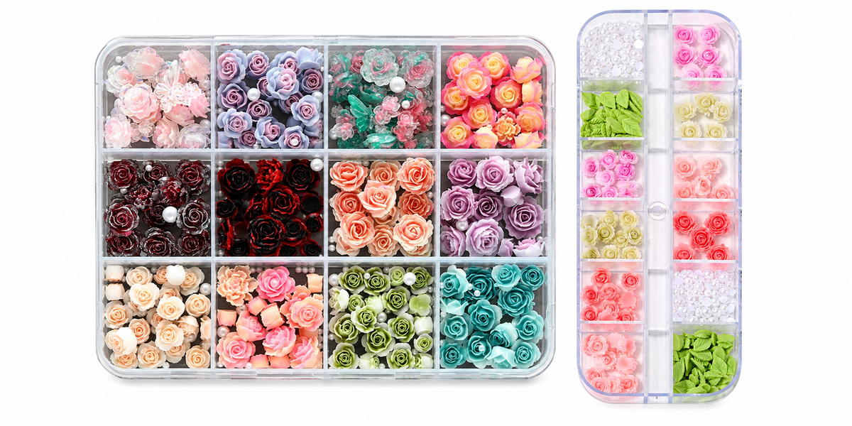 12 grid resin floral rhinestones