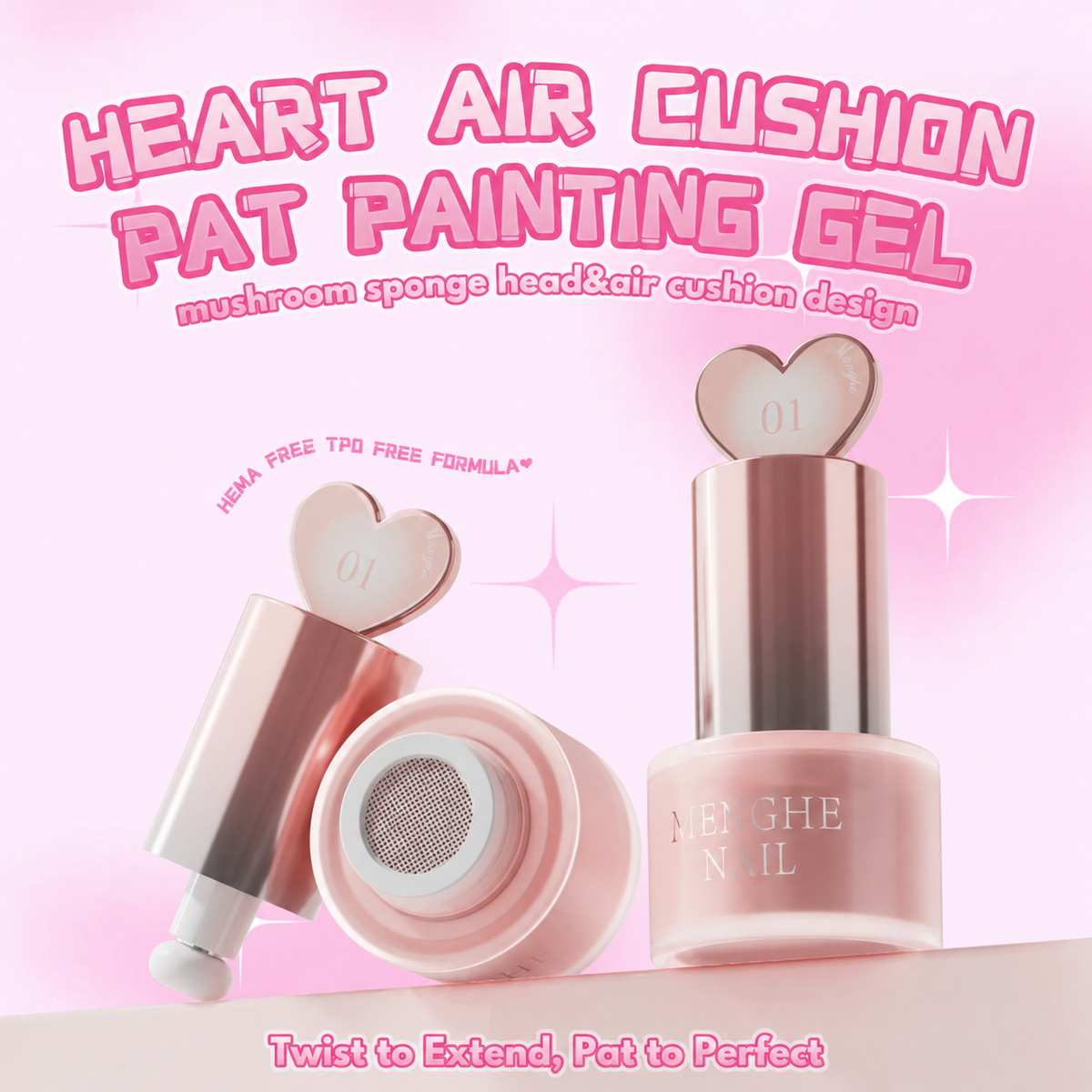 Menghe heart air cushion pat gel