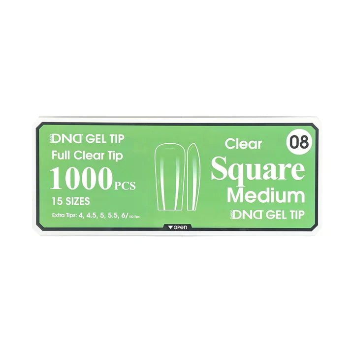 DND Clear Gel Tips 08 Medium Square 1000pcs