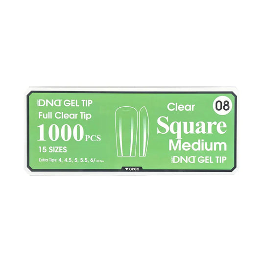 DND Clear Gel Tips 08 Medium Square 1000pcs