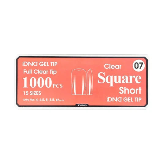 DND Gel Full Clear Tip Box 07 Square Short 1000pcs