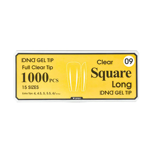 DND Gel Full Clear Tip Box 09 Square Long 1000 pcs