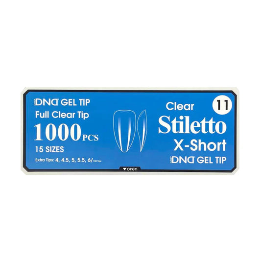 DND Gel Full Clear Tip Box 11 Stiletto Extra Short 1000pcs