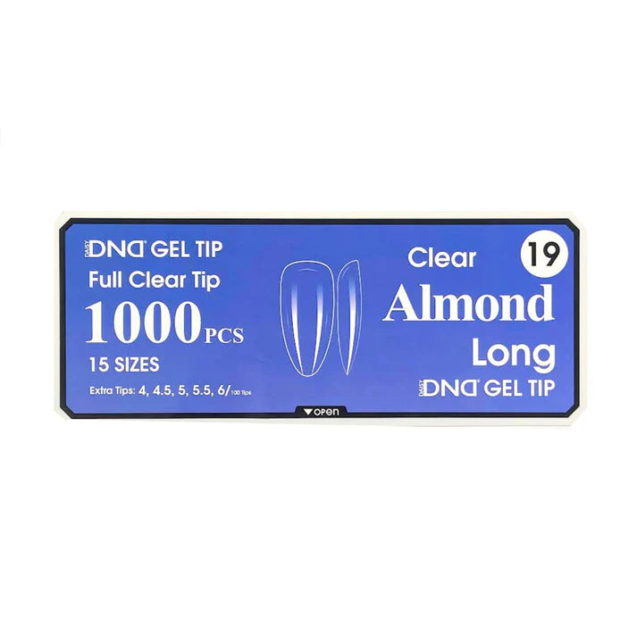 DND Gel Full Clear Tip Box 19 Almond Long 1000pcs