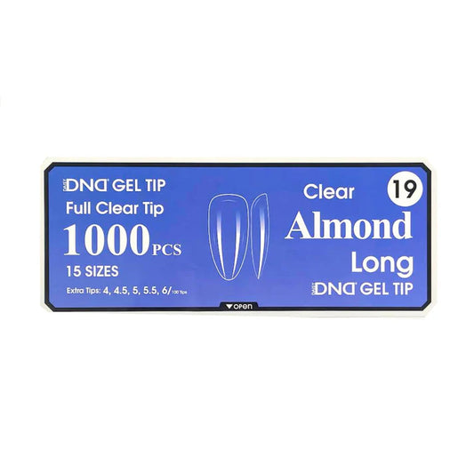 DND Gel Full Clear Tip Box 19 Almond Long 1000pcs