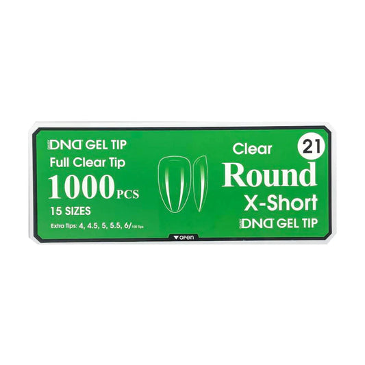 DND Gel Full Clear Tip Box 21 Round Extra Short 1000pcs