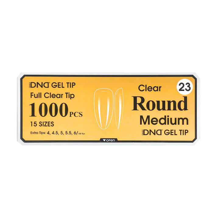 DND Gel Full Clear Tip Box 23 Round Medium 1000pcs