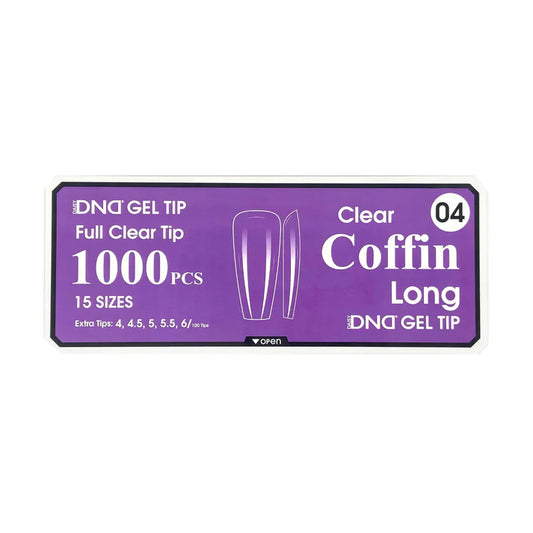 DND Gel Full Clear Tip Box #04 - Coffin Long (1000 pcs)