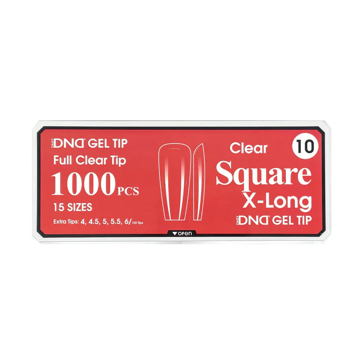 DND Gel Full Clear Tip Box #10 Square Extra Long (1000 pcs)