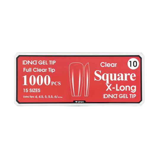 DND Gel Full Clear Tip Box #10 Square Extra Long (1000 pcs)