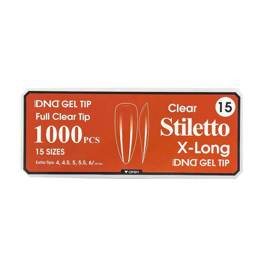 DND Gel Full Clear Tip Box #15 - Stiletto Extra Long (1000 pcs)