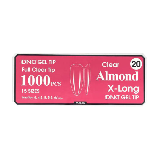 DND Gel Full Clear Tip Box #20 Almond Extra Long (1000 pcs)