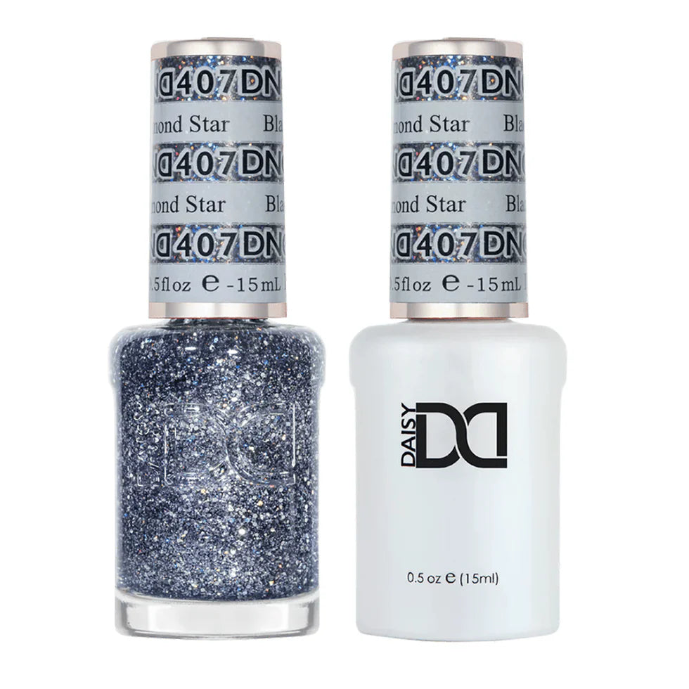 DND Gel and Lacquer Duo 407 Black Diamond Star