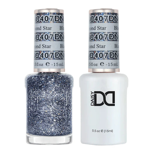 DND Gel and Lacquer Duo 407 Black Diamond Star