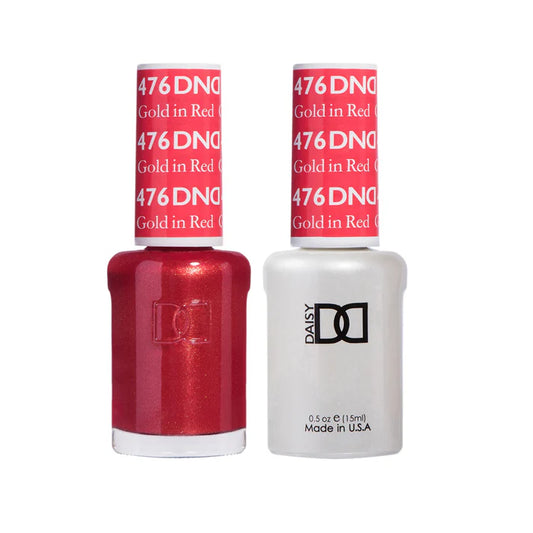 DND Gel and Lacquer Duo 476 Gold In Red