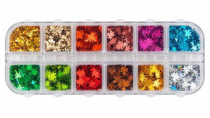 12 grid glitter- fall leaves