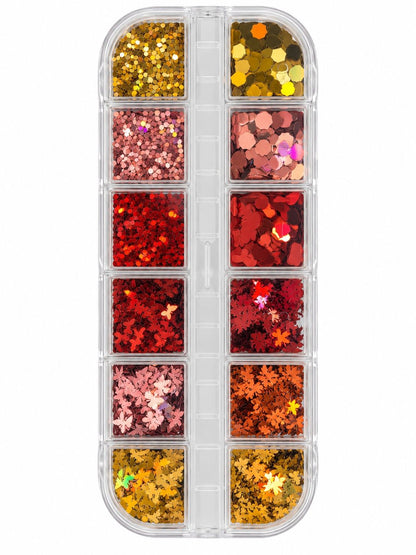 12 grid glitter- fall leaves