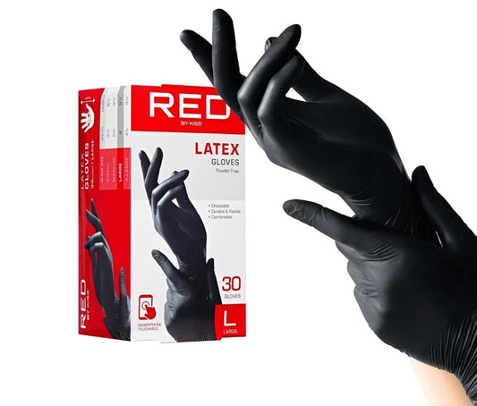 Red latex gloves large