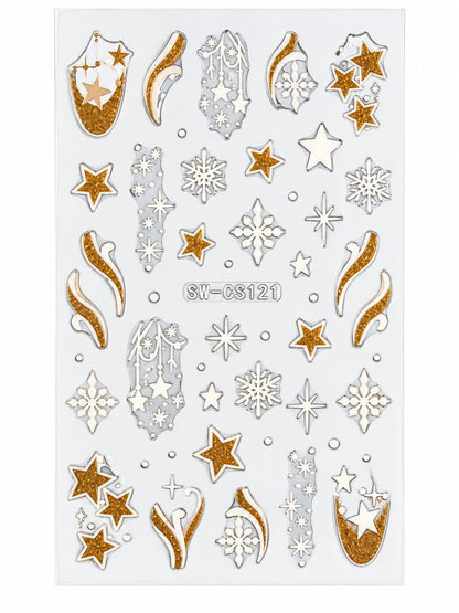 nail art stickers-white & gold