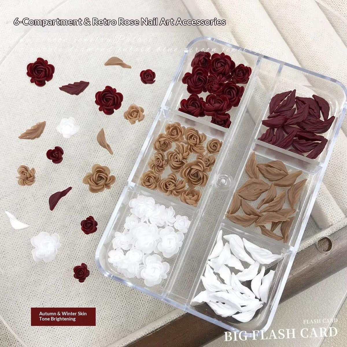 6 grid resin floral rhinestones
