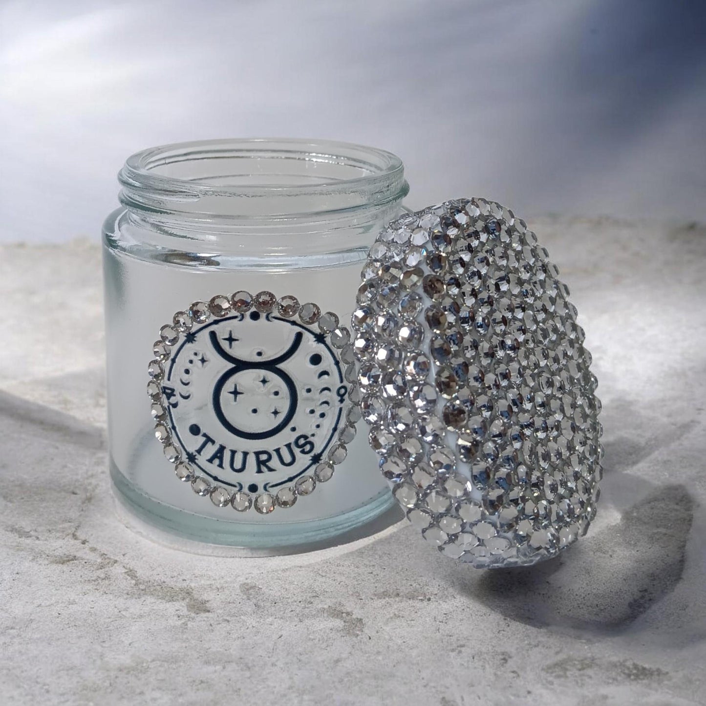 Bling glass jar round square AB