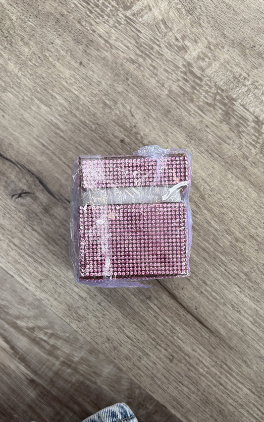 Bling glass jar pink square