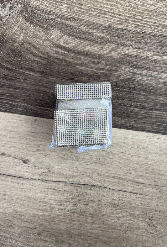 Bling glass jar white square