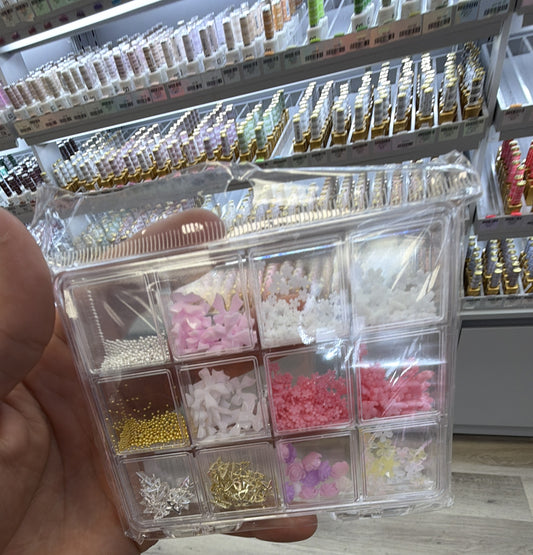 3D Mixed Flower & Bow Nail Art Charm Box