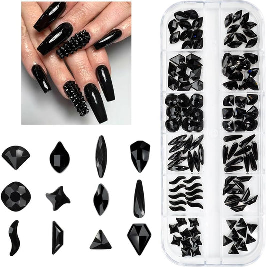DIY Nail Art black gems