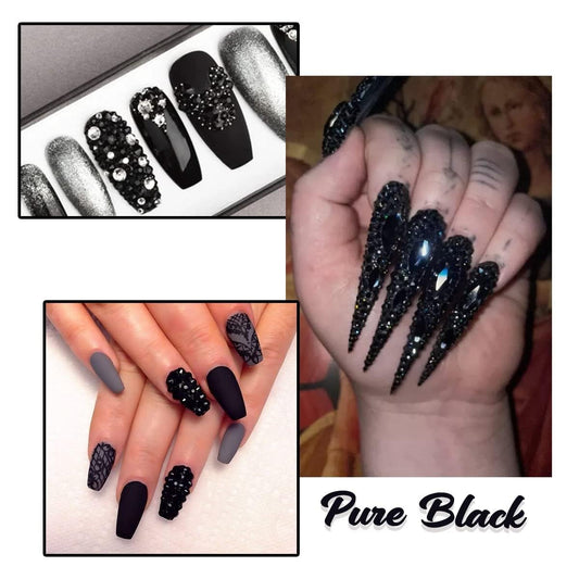 DIY Nail Art black gems