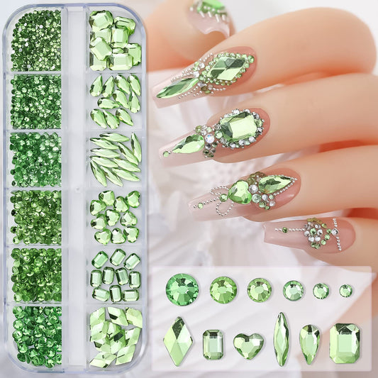 DIY Nail Art green gems
