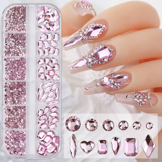 DIY Nail Art light pink gems