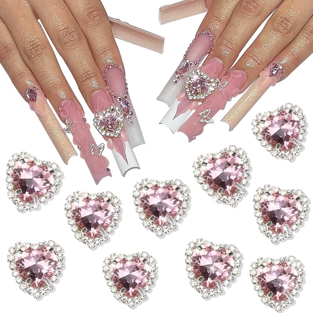 DIY Nail Art light pink gems