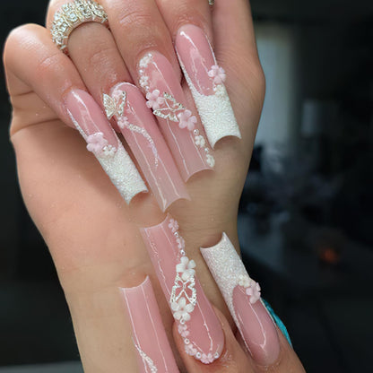 DIY Nail Art light pink gems