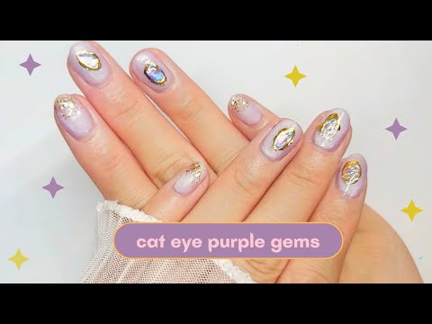 DIY Nail Art light purple gems