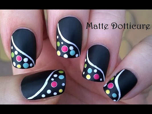 DIY Nail Art matte black gems