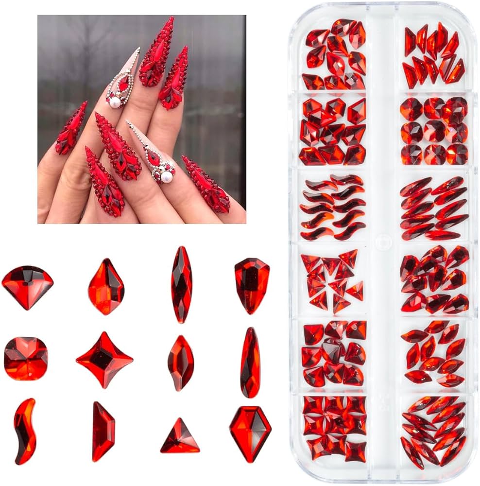 DIY Nail Art red gems