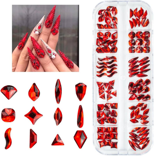 DIY Nail Art red gems