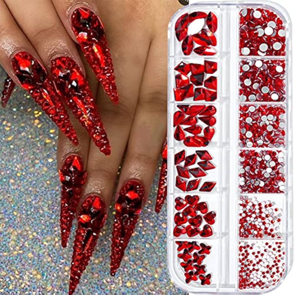 DIY Nail Art red gems