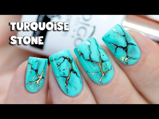 DIY Nail Art turquoise gems