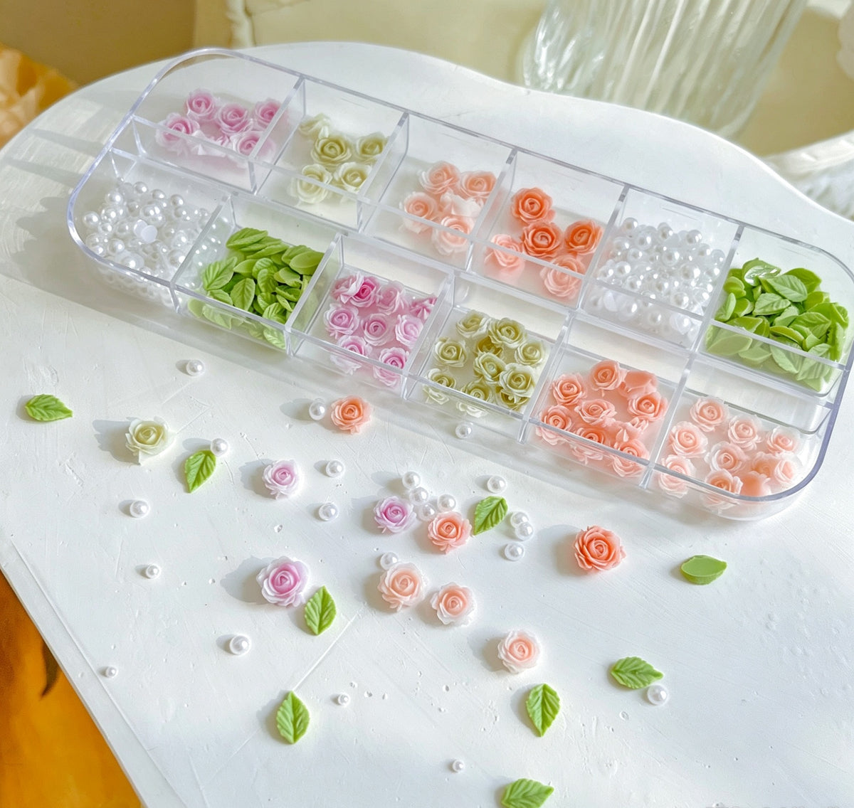 12 grid resin floral rhinestones